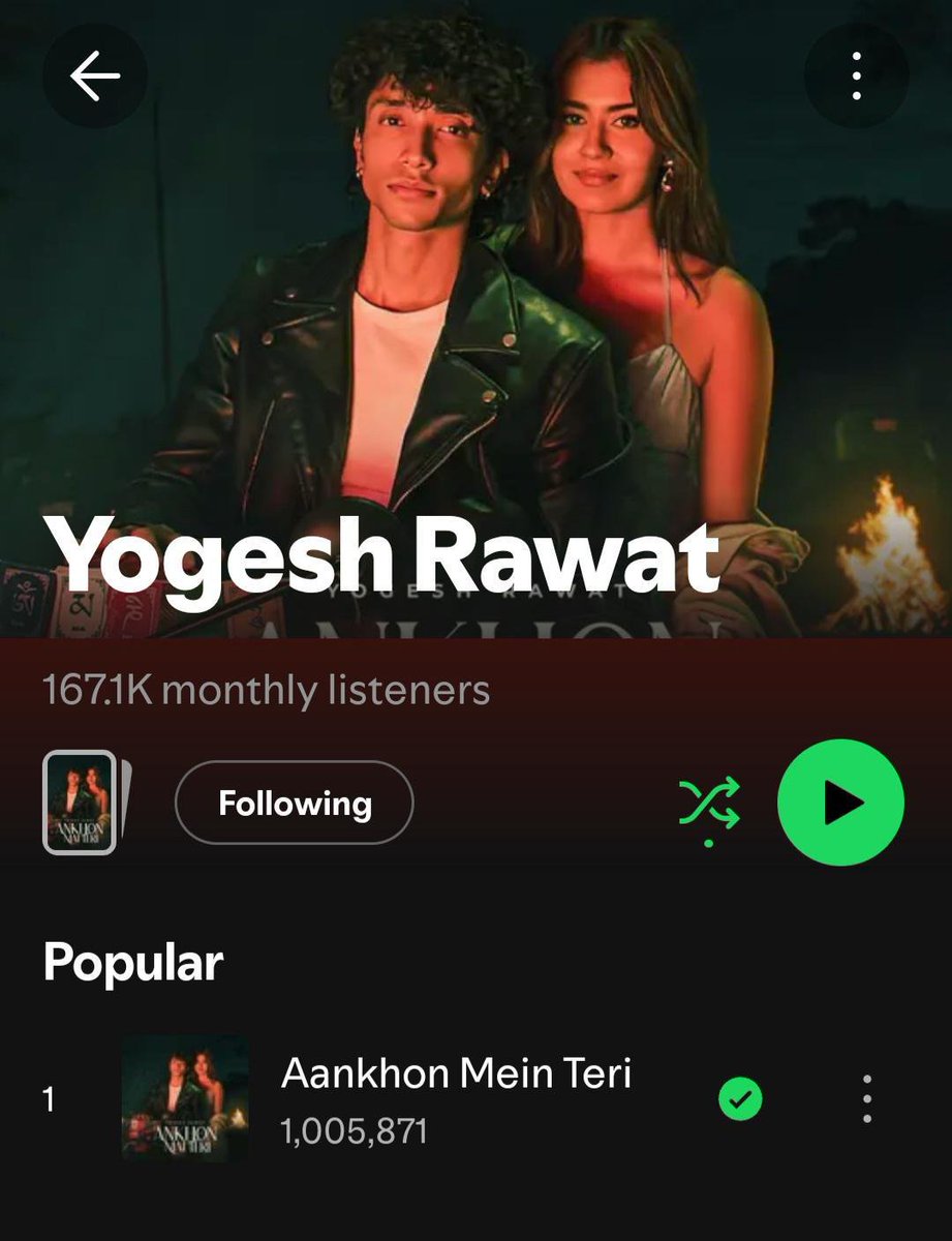 Anayakhan98's tweet photo. Yogesh Rawat’s song Aankhon Mein Teri has crossed 1M streams on Spotify nd his MV Meri Maa Ne Bulaya has crossed 2M views on YouTube in just 3 days😍

May God keep blessing Yogi with happiness and endless success no nazar to yogi nd yogeshians🧿

#yogeshrawat
#MeriMaaNeBulayaHai https://t.co/g50dD6XrE3