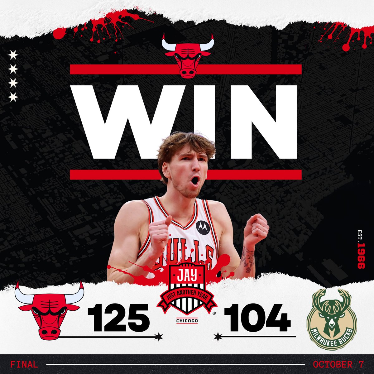JAYChi_Bulls's tweet photo. 125-104 to finish off the game, Bulls win! 👀🔴

Drive home safe Chicago, beep, beep! 👑 https://t.co/2VhZ1jydZF
