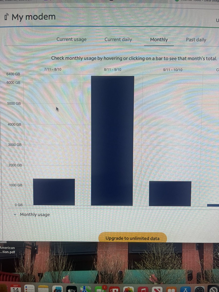 SheaHamilton's tweet photo. How’s this for an anomaly bill? Consistent data usage w/ @CoxComm around 1300 for months and now one month over 5x my monthly norms, almost all of it on 1 day!! Spoke to 5 agents today, no help. Well if Cox is now @GetSpectrum then Shea is now shopping alternatives! https://t.co/rYMFqYBkgF