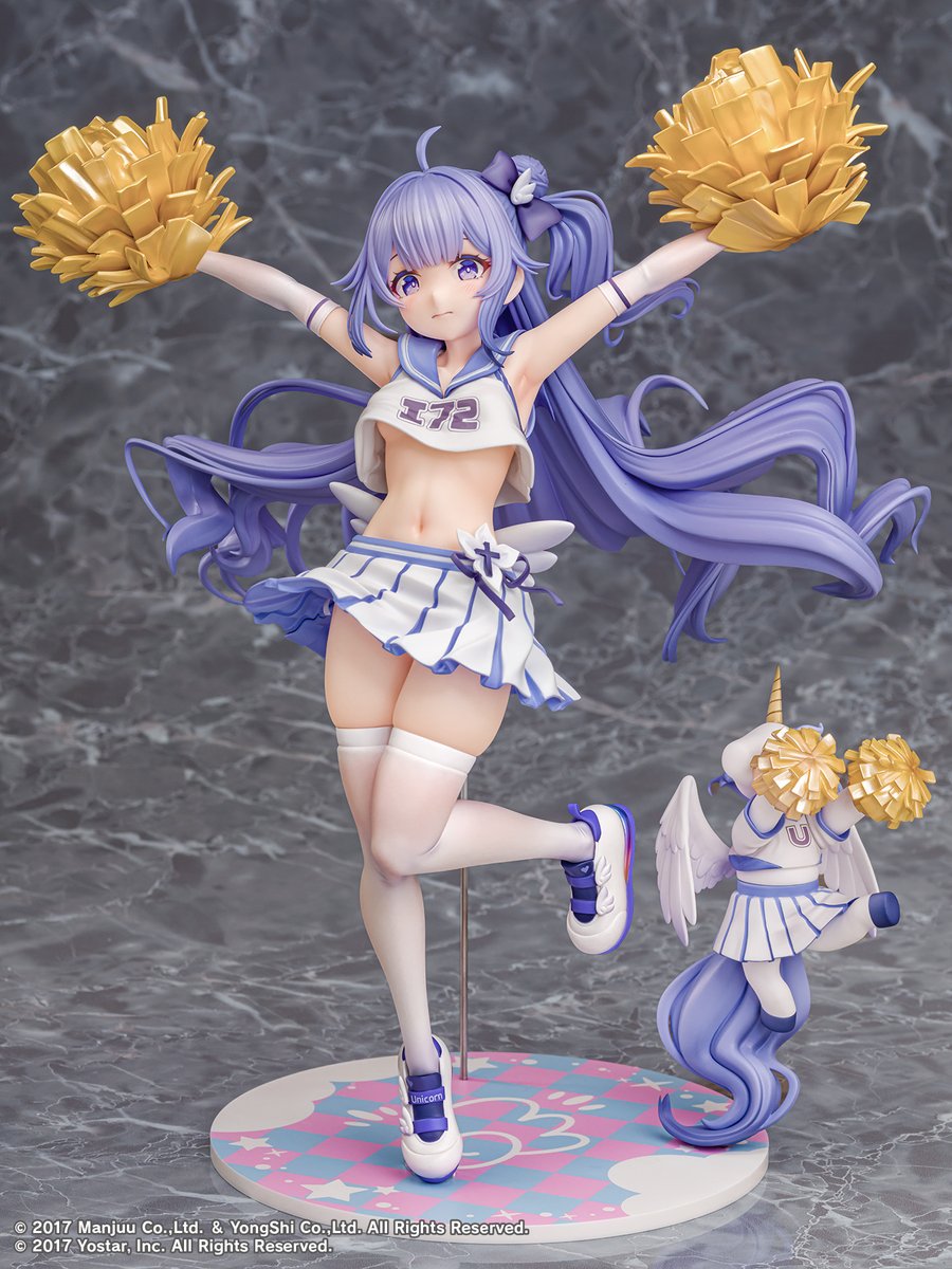 Phat_official's tweet photo. ☆予約開始☆
“アズールレーン”
「チャンピオン・オブ・ユニコーン」
⇒https://t.co/fRcGc8u5dG

ホワイトとブルーを基調としたチア衣装はコンパクトなトップスからのぞくお腹や、軽やかに広がるスカート、肌の透け感も表現したニーハイソックスにスニーカーといった細部まで丁寧に再現。
さらに「笑顔パーツ」も付属し、より晴れやかな応援姿もお楽しみいただけます。

#アズールレーン