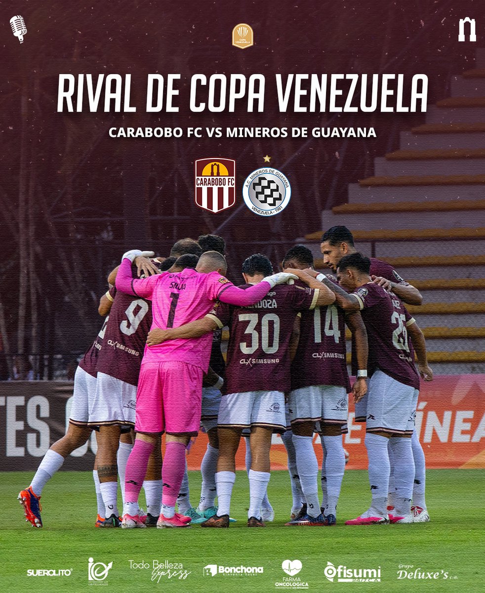 GranateCircuito's tweet photo. ¡𝗧𝗘𝗡𝗘𝗠𝗢𝗦 𝗥𝗜𝗩𝗔𝗟 𝗘𝗡 𝗖𝗢𝗣𝗔 𝗩𝗘𝗡𝗘𝗭𝗨𝗘𝗟𝗔! 🏆🇻🇪

El granate se medirá  🆚 @MinerosGuayana en los octavos de final de la Copa, a partido único. https://t.co/Kkrr1PgiT1