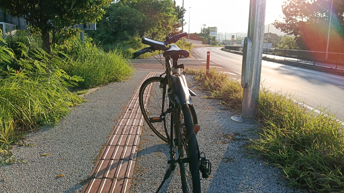 ryukyudream's tweet photo. 気温23℃🌡️降水確率10%晴れました☀️肌寒い中クロスバイクスタート🚴風の強い(風·14 km/h)ビーチサイド🌊を通過し宇茂佐高台から気持ち良く下り🏞️屋部川沿いからの😅バイパスジャスコ通過し北区☝️中区で前半終了し🥤休憩吸水して後半片側二車線コース🚛気を付けながらフルコース頑張って完走するぞ〜🤪 https://t.co/gGyO1ek4ZR