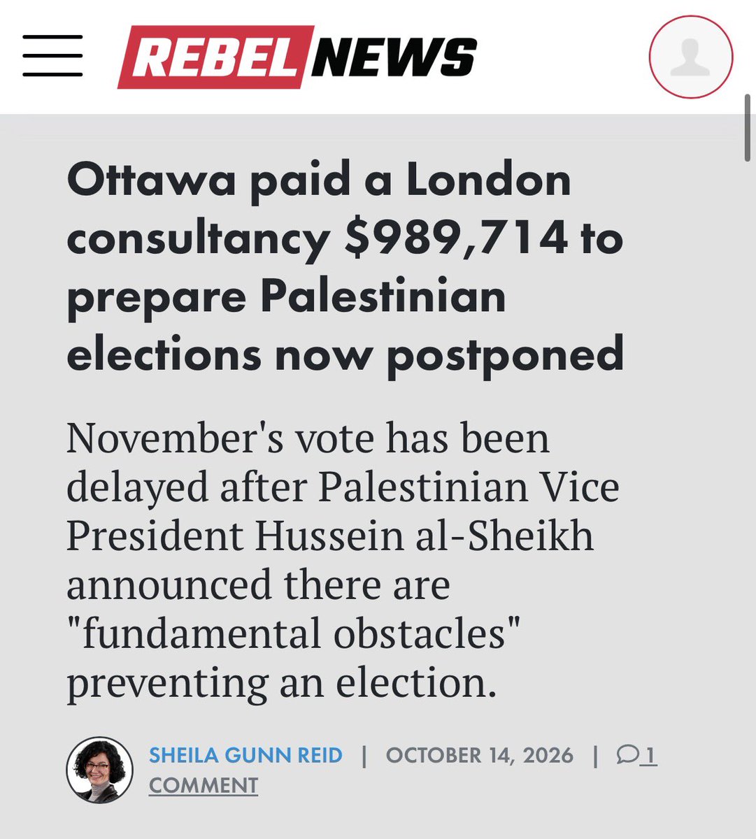 EYakoby's tweet photo. BREAKING: It’s been revealed that the Canadian government paid nearly a million dollars of taxpayer money to a London consultancy firm to prepare Palestinian elections.

The Palestinian president was supposed to hold elections this year, all of the sudden they’re not happening. https://t.co/hJ1oHAcFms