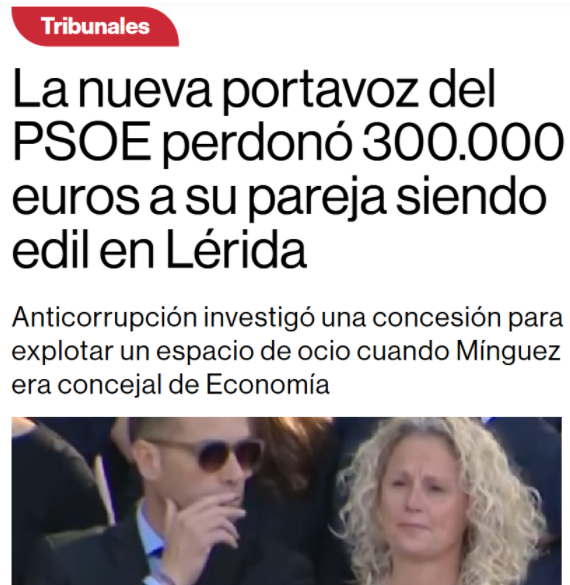 CCivicaCatalana's tweet photo. -La pareja de Mínguez fue administrador-buitre de una empresa de ocio

-La empresa dejó un pufo al Ayuntamiento de Lérida de más de 280.000 euros

-Mínguez era la responsable de Economía del Ayuntamiento

-La deuda fue perdonada por completo

Casualidades progresistas. https://t.co/2HgccprHw3