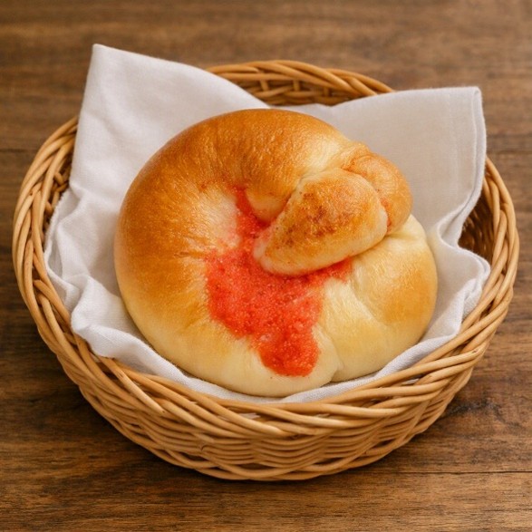 BakeryPomme's tweet photo. 【菓子パン　明太子ロール】税込300円
本日は、当店が新たに開発した「明太子ロール」をご紹介します。
まず使用している明太子は、ベーリング海で水揚げされた良質なたらこ。厳しい海で育ったたらこは粒立ちがよく、旨みが濃いのが特徴です。その素材の力を最大限引き....
https://t.co/XhCT4YjGGh https://t.co/sbJtgZTiOR