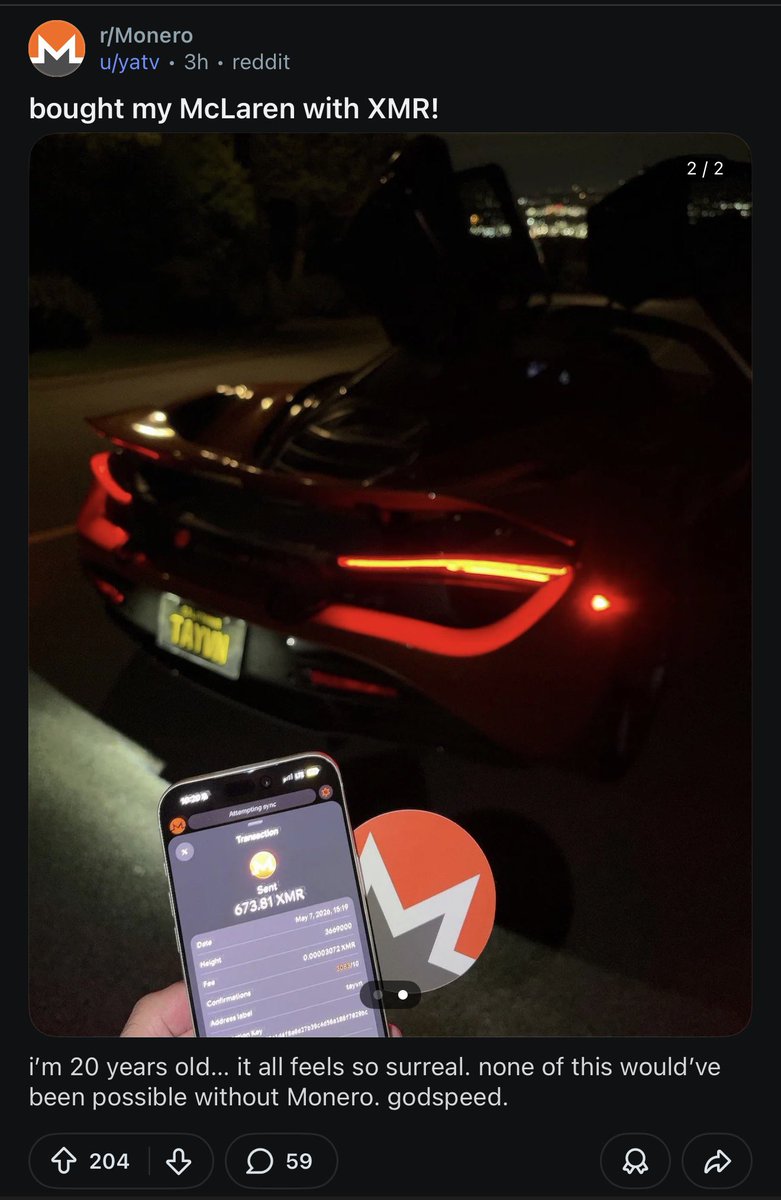XMRVoid's tweet photo. Multiple people have bought cars with $XMR https://t.co/bN6cvAARvj