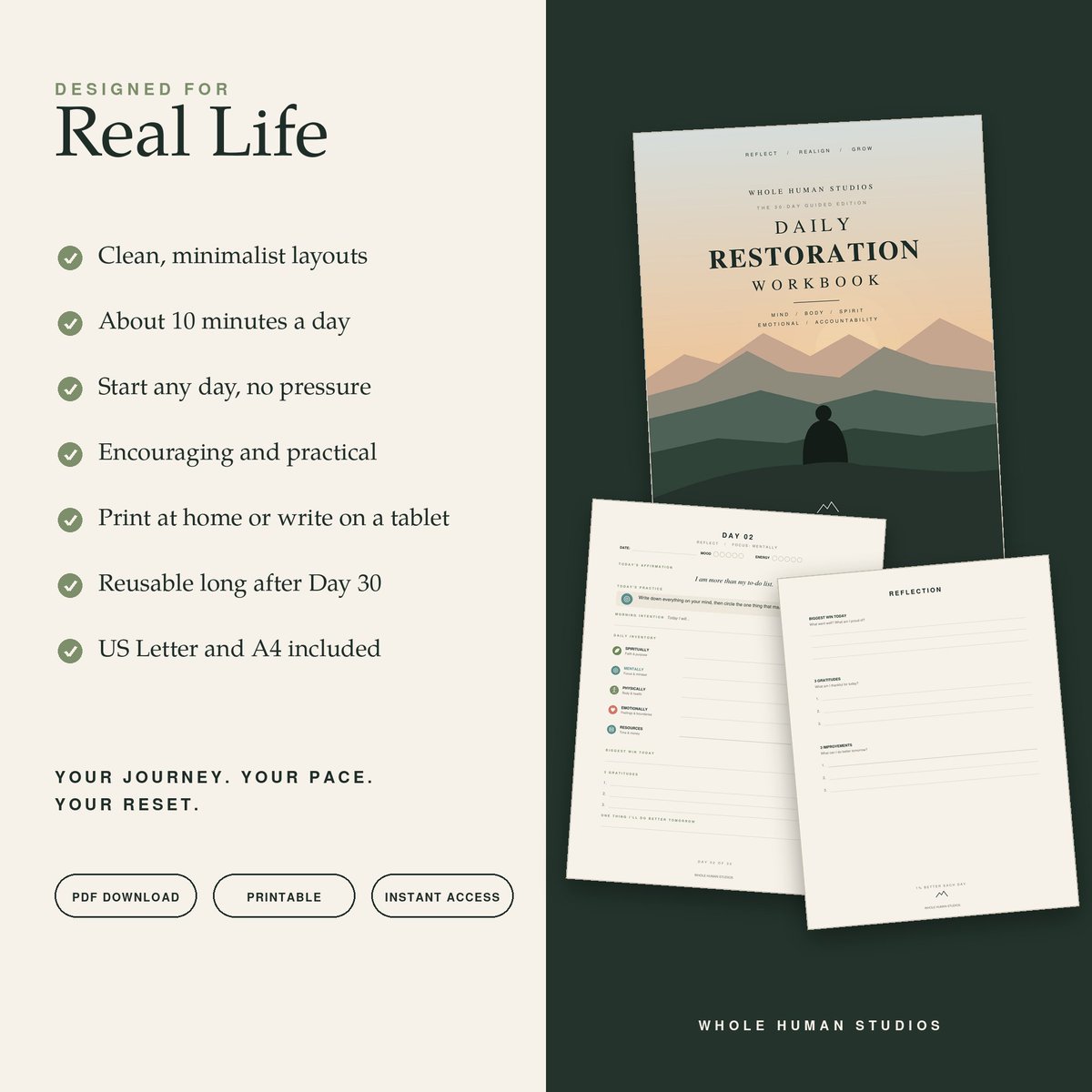 mattreawill's tweet photo. Most of us don't need a total life overhaul. We need a small, honest check-in with ourselves, every day. ✨
Meet the Daily Restoration Workbook, a 30-day guided journal for your whole life: spirit, mind, body, emotions and resources https://t.co/NMjMlxc5kC