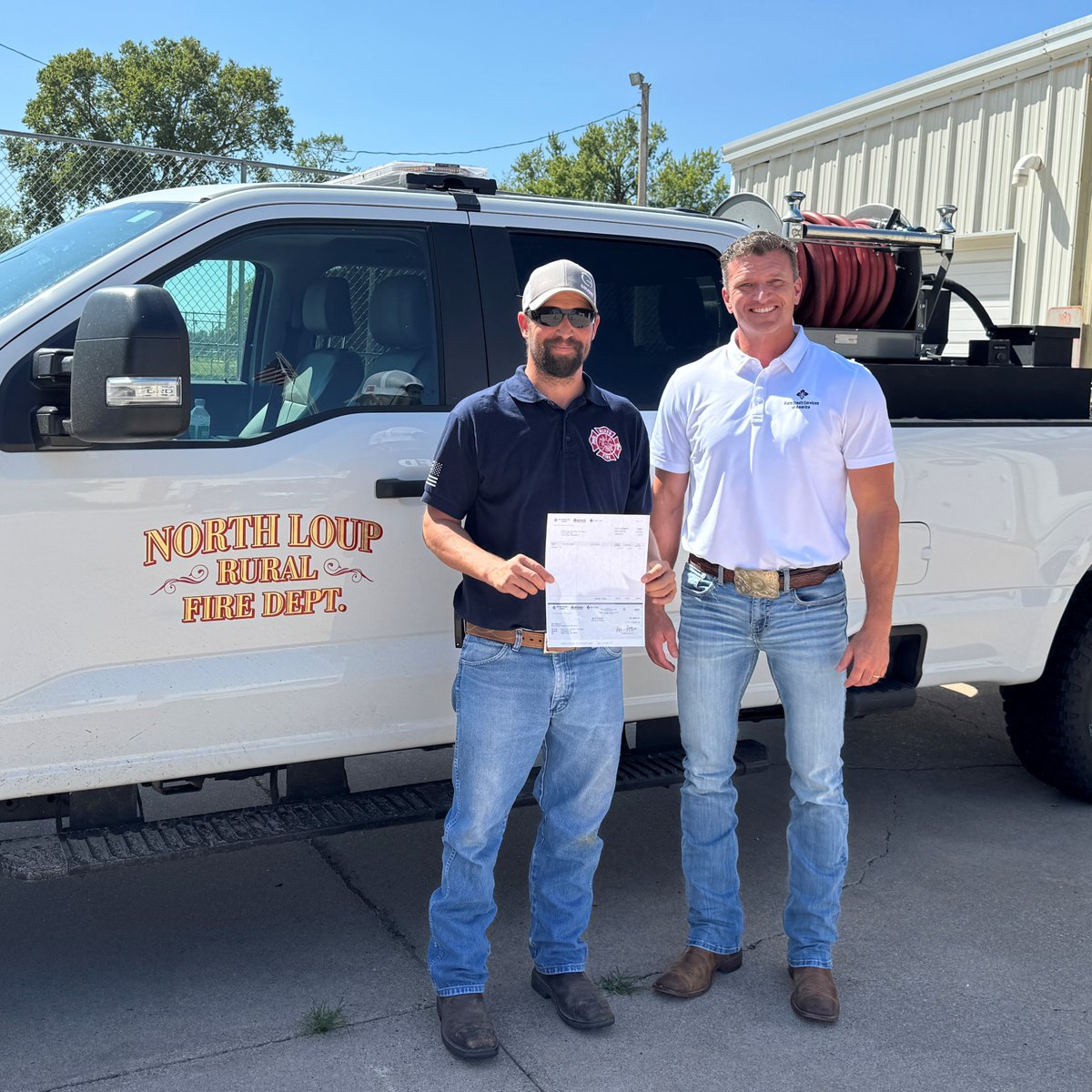 FCSAmerica's tweet photo. This year, volunteer fire departments across Nebraska were on the front lines as wildfires affected communities throughout the state.

In the months following the fires, our local offices delivered checks to more than 40 volunteer fire departments across central and western Nebraska. We're grateful to the firefighters who work tirelessly to protect our communities and proud to support local emergency response efforts through these donations.