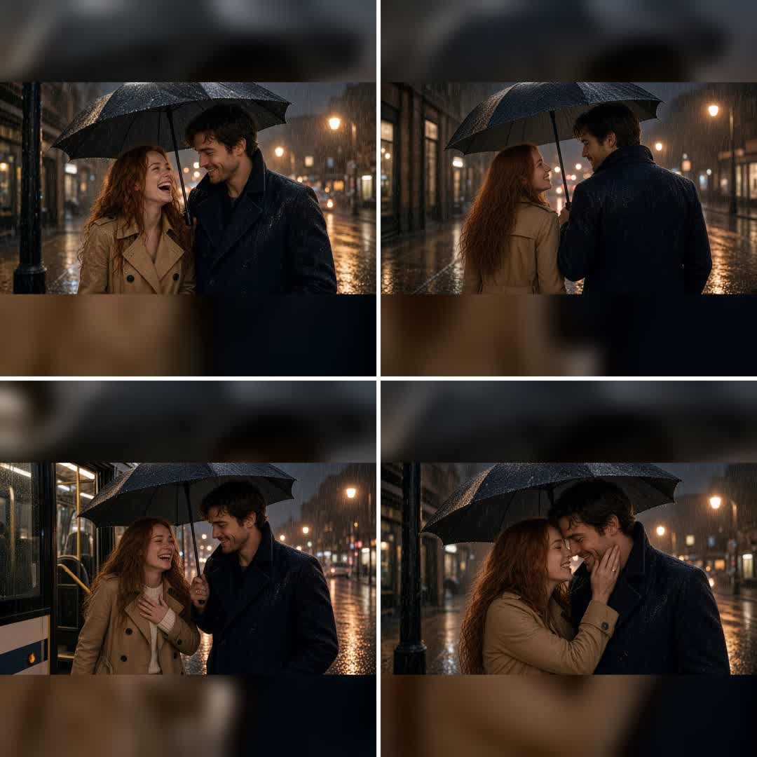 lovestories4all's tweet photo. On a rainy Hump Day three years ago, Claire missed her bus and a stranger named Owen held his umbrella over her for six blocks.

He got soaked to the shoulder and never once mentioned it.

Tonight, on their first wedding anniversary, it poured again, and she stepped off the bus to find him waiting with that same old umbrella.

"I'm still walking you home," he said, tilting it toward her, "for as long as it rains."