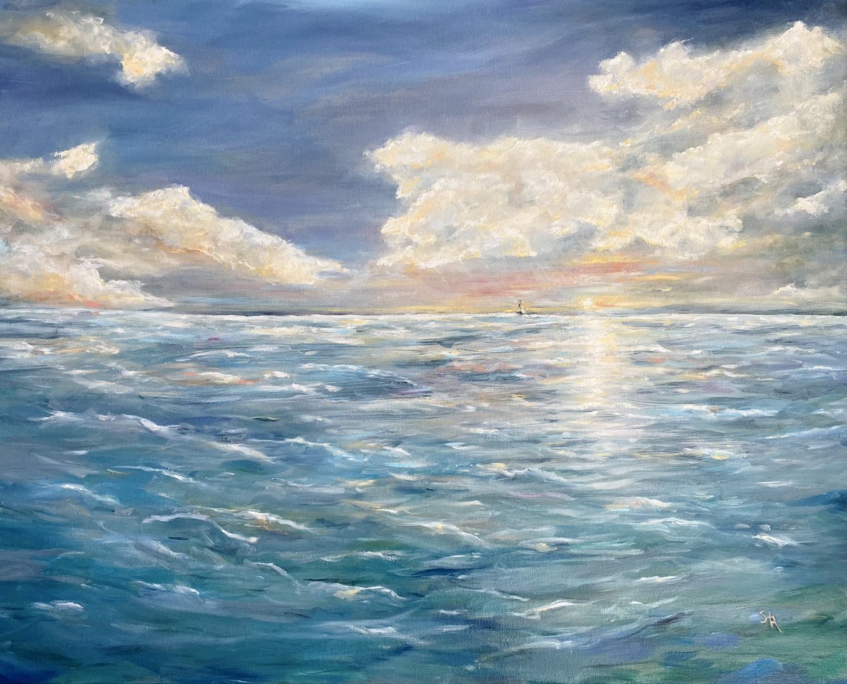 Bannerandsail's tweet photo. “Unclouded day” #artonx #paintings #ocean #art #uncloudedday #haveagoodnight  
https://t.co/0iaygwDCx0 https://t.co/afPvAtqZM5
