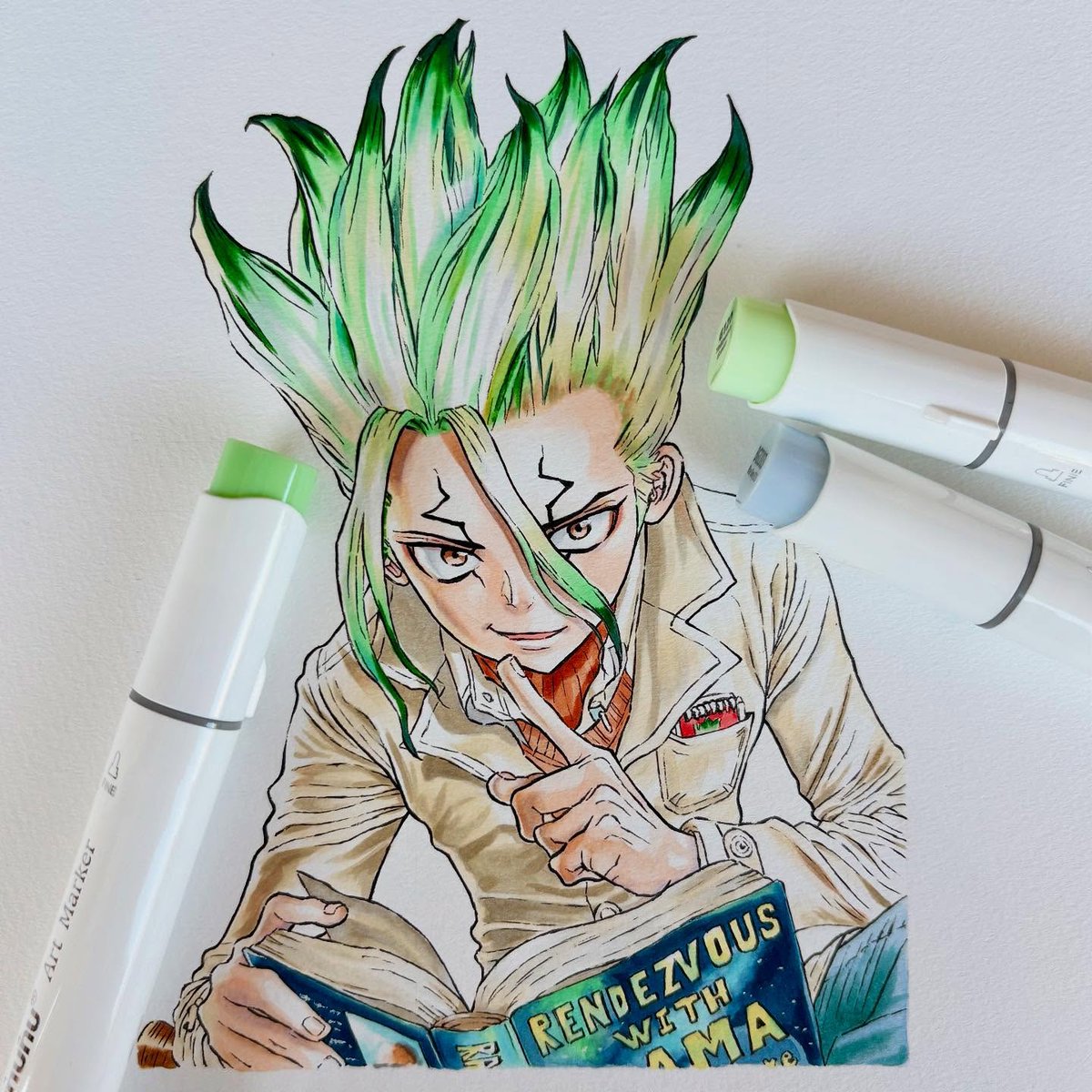 ruru__75__'s tweet photo. 千空！

 #ドクターストーン  #drstone  #石神千空 #模写 #模写イラスト #コピック #copic #ohuhu #anime #manga #illustgram  #絵描きさんと繋がりたい  #dcst https://t.co/jmvYG8EJMN