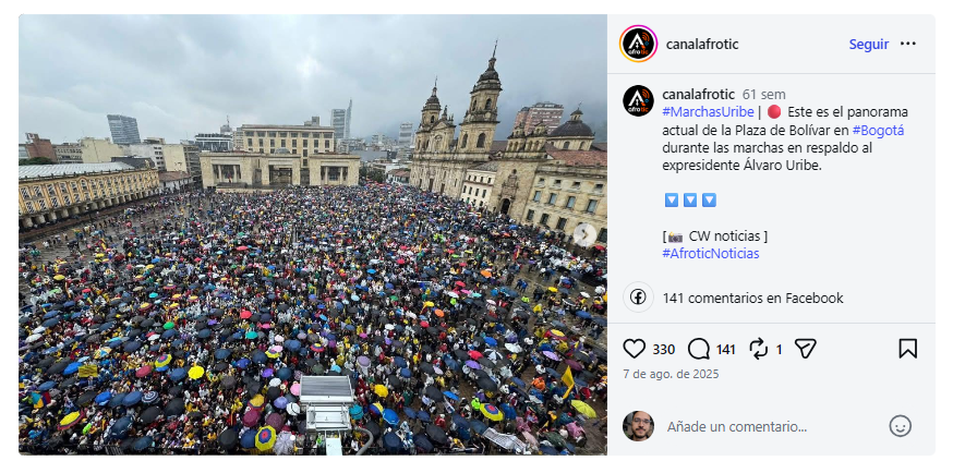millanrussy's tweet photo. ¿A los petristas les fue mal o bien en la marcha de hoy? La respuesta es muy simple: les fue FATAL.

¿Y por qué digo esto? Pues porque tuvieron que tomar las fotos de la marcha del 7 de agosto de 2025 a favor de URIBE, para hacerlas pasar por apoyo a Petro. Totalmente acabados. https://t.co/dgb7f76LP1
