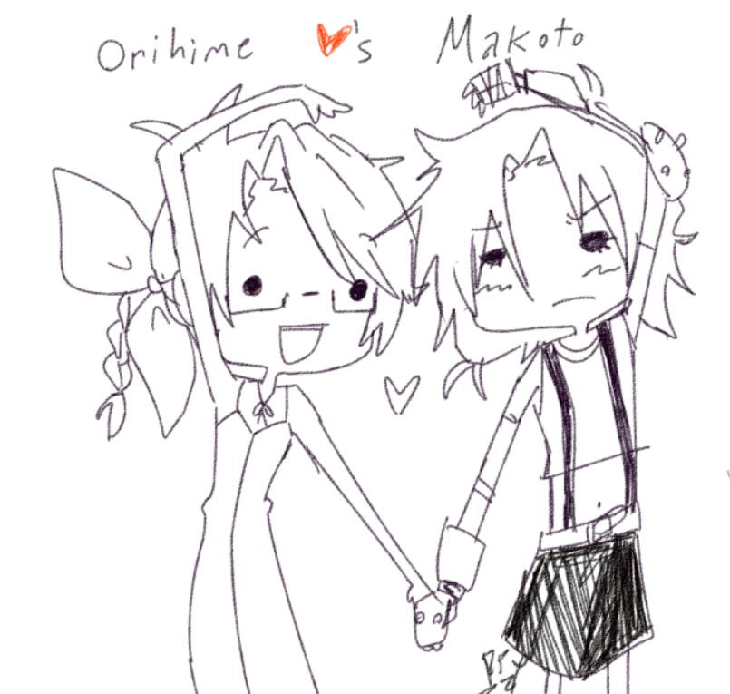 dizzyburgers32's tweet photo. orihime and makoto as aerith and tifa :D #morihime https://t.co/8wBfS1GsAp