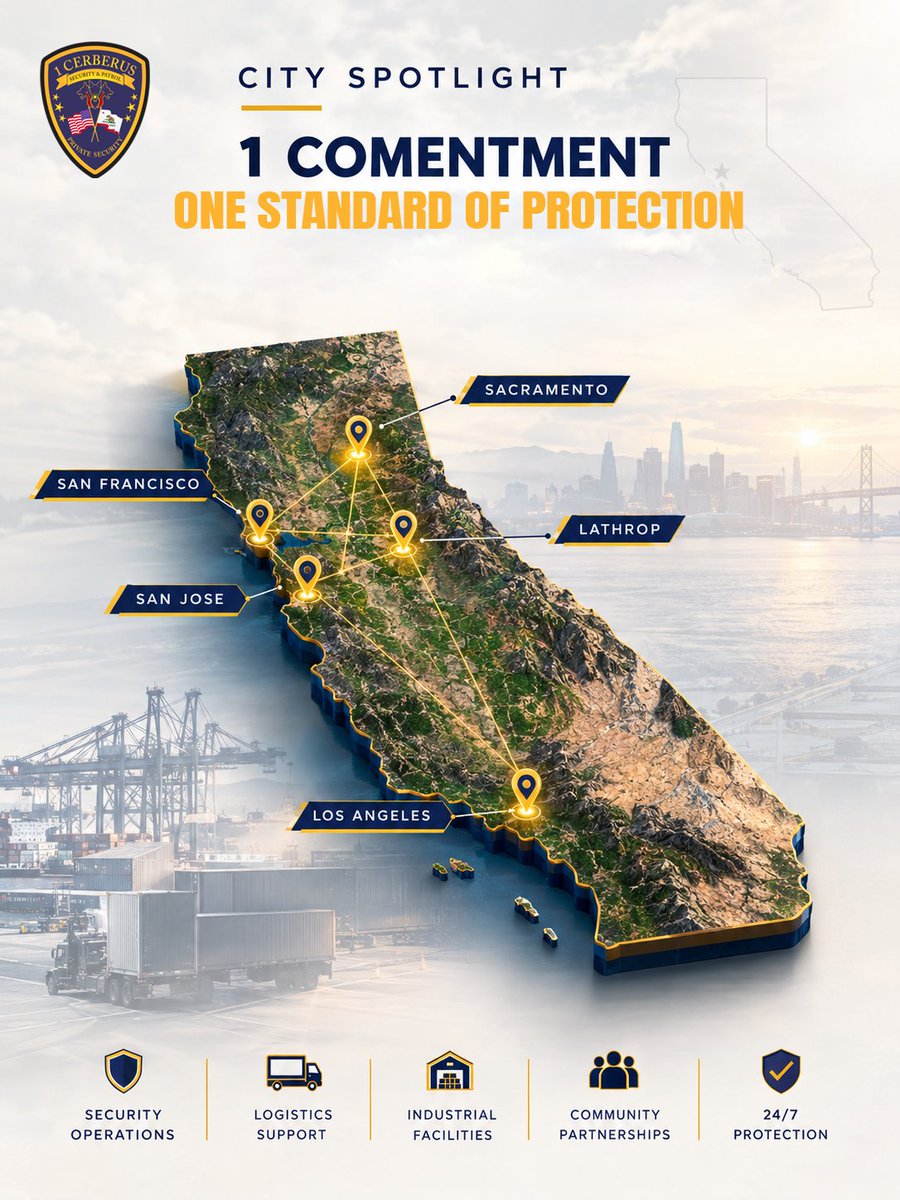 1CerberusSandP's tweet photo. One state. One commitment. One standard of protection. ๐ก๏ธ
Patrol Security is committed to protecting people, properties & businesses across California.
๐ 1 (800) 460-8571 ๐ https://t.co/adocld0cJg
#CaliforniaSecurity #PatrolSecurity https://t.co/NgcEFNKt7q