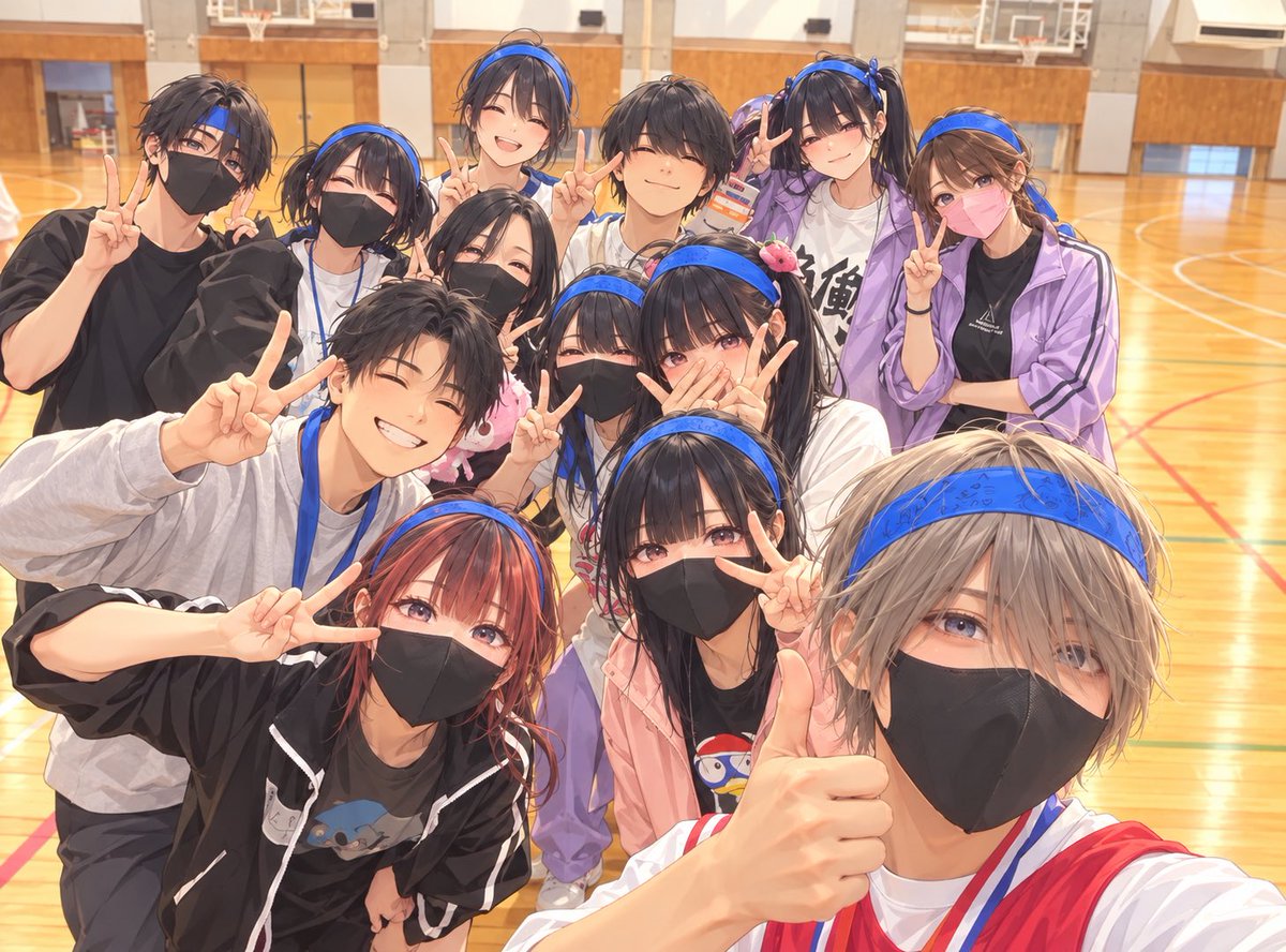 oqkpik's tweet photo. 写真あげたいけど
みんなに許可取れないから💦
実写じゃなくてイラストなら平気かな？
ってイラスト化しました✨
これでもダメって方
いたら連絡ください🙏
参加者は保存ご自由にどうぞ！！
一言言ってくれた方が嬉しいです☺️
#界隈民運動会　#青組　#思い出 https://t.co/OB2Kyok6fB