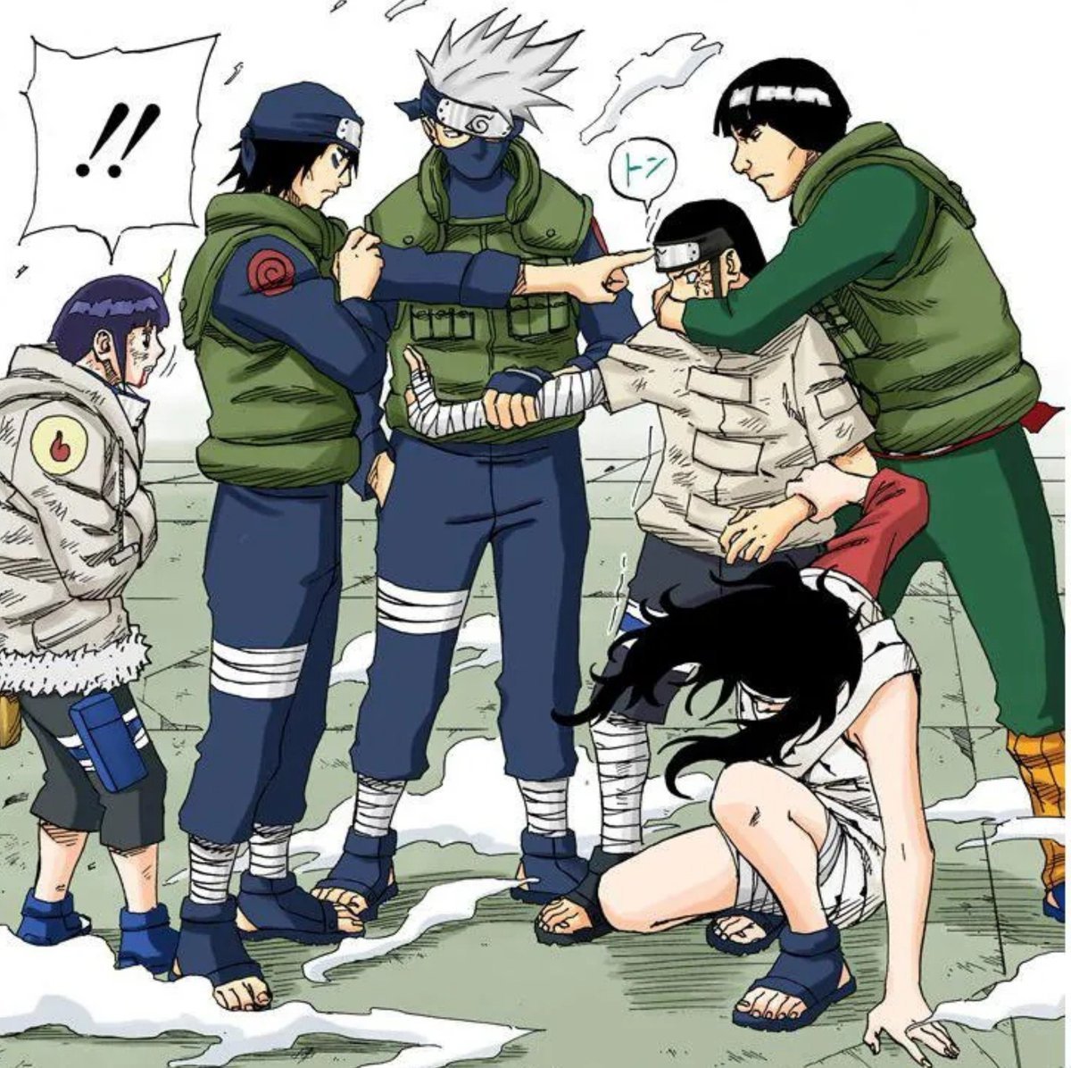 saeyoungato's tweet photo. eu to passando mal com essa imagem 4 jonin e o unico que realmente ta fazendo algo é o gai JKkkkkkkk Qq o hayate ta tentando fazer com esse dedo so encostando na bandana do menino Kkkkkkkkkkk https://t.co/K81UF5iMxf