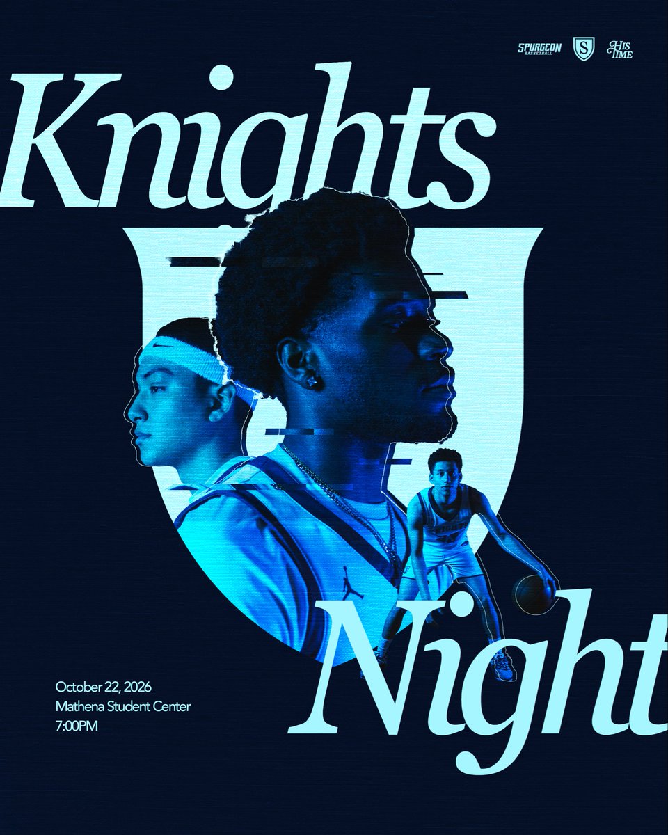 SpurgeonMBB's tweet photo. 8 DAYS TILL KNIGHTS NIGHT 🌒⚔️

Come out and get hype for the start of the basketball season next Thursday night (10/22). See you at 7 p.m. in the Mathena Arena!

#Faithful #HisTime #SoliDeoGloria https://t.co/o6ZJrafXdb