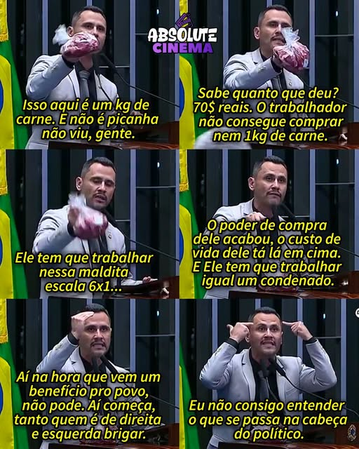 SensoCrtico1's tweet photo. Cleitinho exibe carne no senado em defesa do fim da escala 6x1. https://t.co/0ZdouIYIfa