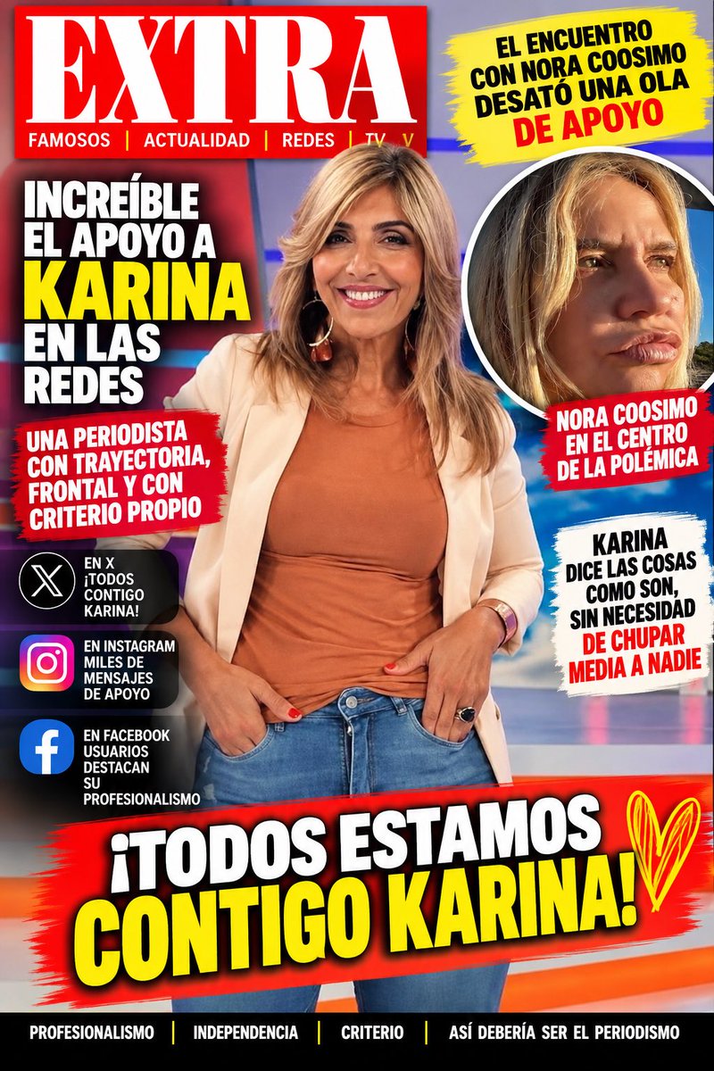 PeteFeInforma's tweet photo. 👏 ¡INCREÍBLE EL APOYO A @Karinaiavicoli  EN LAS REDES!

Después de su encuentro con Nora Colosimo, Karina ha recibido numerosas muestras de apoyo de usuarios que valoran su trayectoria y su manera frontal de ejercer el periodismo.

Una periodista con carácter, criterio propio y personalidad, que dice las cosas como son, sin necesidad de hacerle la pelota a nadie ni quedar bien con todo el mundo.

¡Así debería ejercerse el periodismo! Con independencia, profesionalismo y convicciones, no con obsecuencia ni intereses de por medio.

👏 ¡Felicitaciones, Karina! El periodismo necesita más voces con criterio propio y menos aduladores.