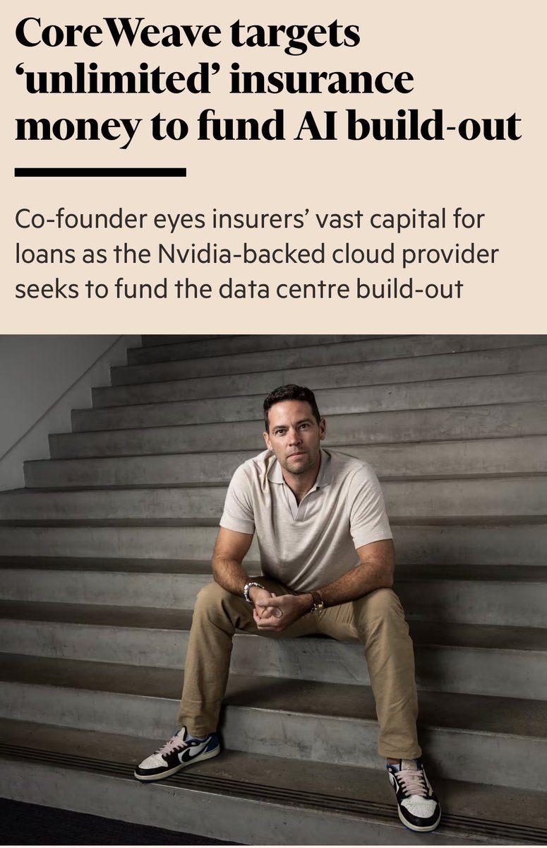 sindap's tweet photo. like every finance reporter is trying to prove a cabal between private capital, data centers, life insurers, and rating agencies and this guy— whose marginal cost of capital is 20%—  just says on the record in the FT it’s all true and it’s his business model: https://t.co/6h0mbZ4B0L