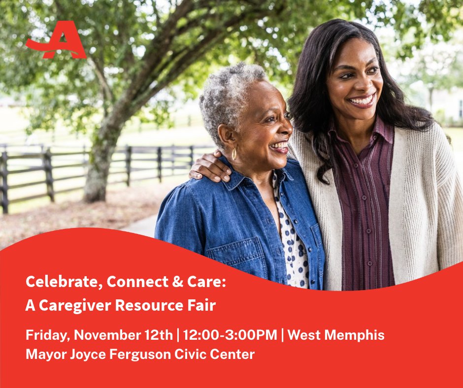 ARAARP's tweet photo. Join AARP Arkansas on Nov. 12th, to honor Family Caregivers Month at a Caregiver Resource Fair in West Memphis. Enjoy a light lunch, local vendors, and resource information. To reserve your spot, please call 877-926-8300 or follow the link to register at https://t.co/koxMbQpM3E https://t.co/WMVyNLx06W