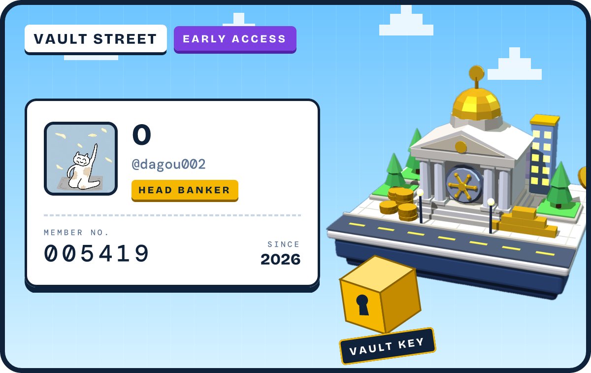 dagou002's tweet photo. Got my Vault Street early access card 🏦 https://t.co/YxnBofa6tj https://t.co/LBvTtq8T8r