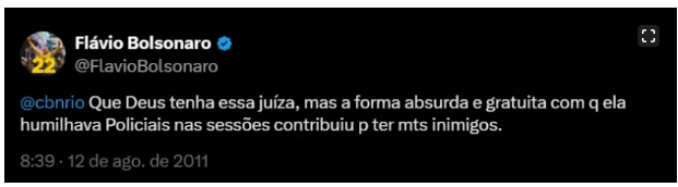 Abums89's tweet photo. @MONSTERsJOHN_TV @VictorBittenhow +
Flávio advogava pelos Policiais Bandidos e quando a Juíza que lutava contra eles morreu essa foi a fala dele
+ https://t.co/VI9P3G5BBE