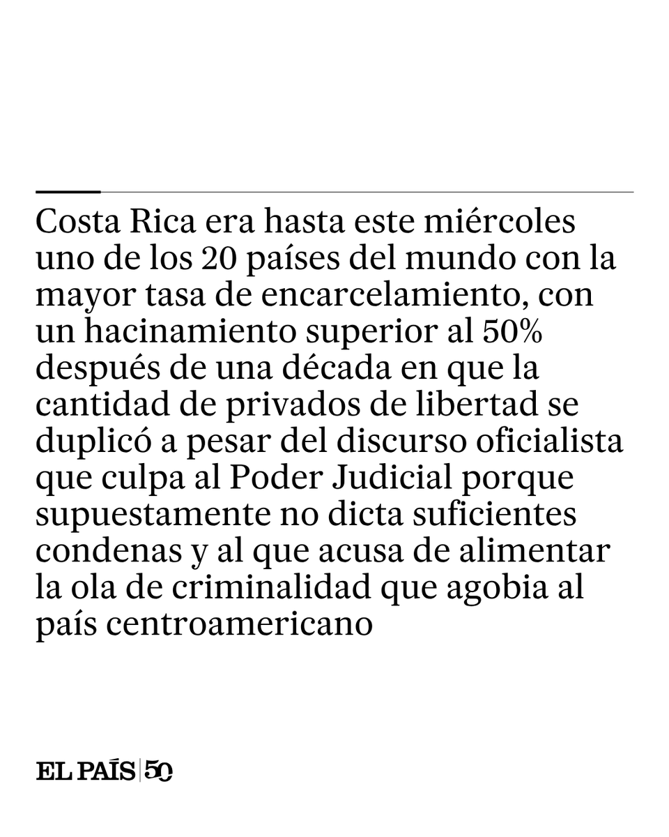 elpais_america's tweet photo. Laura Fernández, presidenta de Costa Rica, ha inaugurado este miércoles el llamado Centro de Alta Contención de la Criminalidad Organizada (CACCO), una megacárcel con capacidad de recibir a 5.100 privados de libertad en condiciones de máxima seguridad con el objetivo de aislar a las bandas de narcotraficantes. El Ejecutivo costarricense intenta de esta manera consolidar su política de mano dura, eje central de la propaganda gubernamental ante la crisis de seguridad, que desde hoy tiene como símbolo el enorme centro penal adaptado del modelo de Nayib Bukele

A la nueva prisión tica le llaman “megacárcel” aunque su capacidad es la octava parte del CECOT. Podría llenarse a partir de este mes con sólo los presos que viven hacinados en las cárceles tradicionales, pero la intención de las autoridades es dejar al CACCO para recluir a los más peligrosos y poderosos. Los criterios para clasificar a cada individuo tendrán una base técnica, dijeron este miércoles en la inauguración, aunque de inmediato Fernández dio la instrucción de que el primer interno sea uno de los sospechosos de haber matado en mayo a un policía en un municipio del Caribe https://t.co/U3688OSw3r