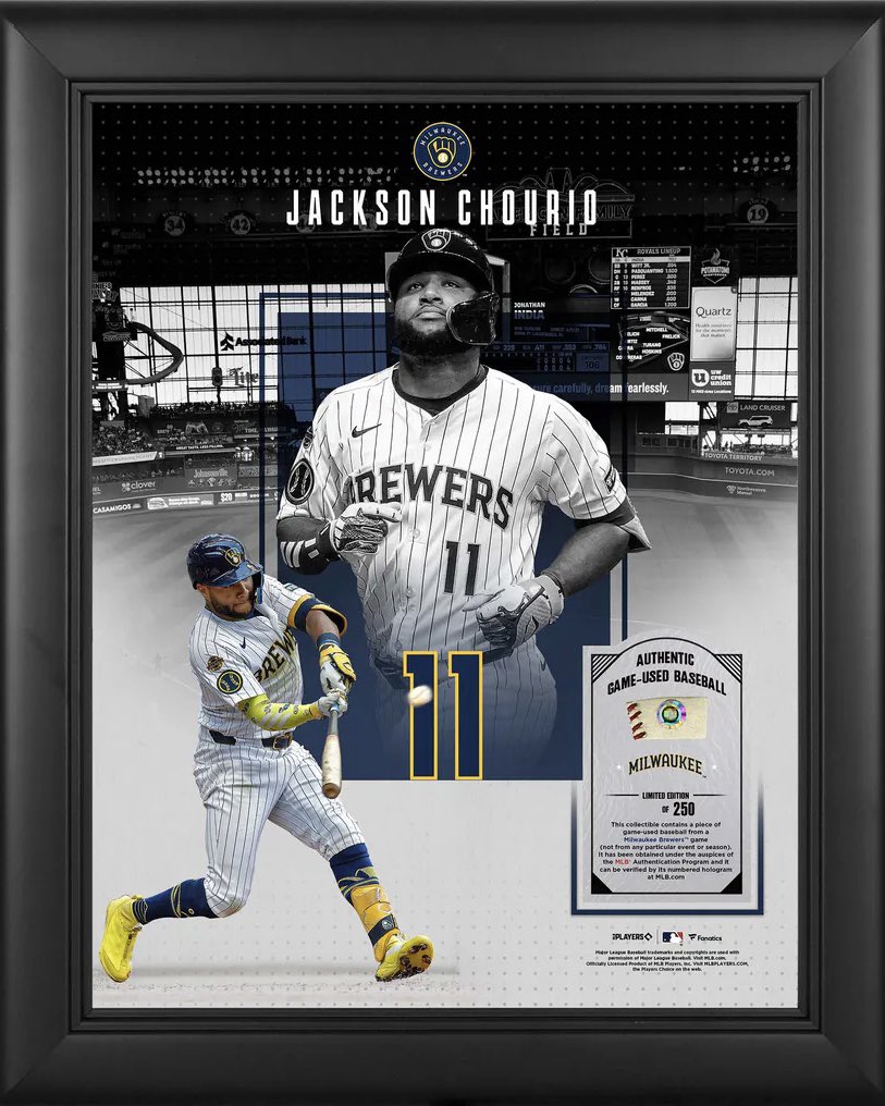 FansAuthentic's tweet photo. #FanaticsExclusive Jackson Chourio with the #NLCS Game 3 leadoff home run‼️

#Postseason x #ThisIsMyCrew https://t.co/ZYeTUNtH8g
