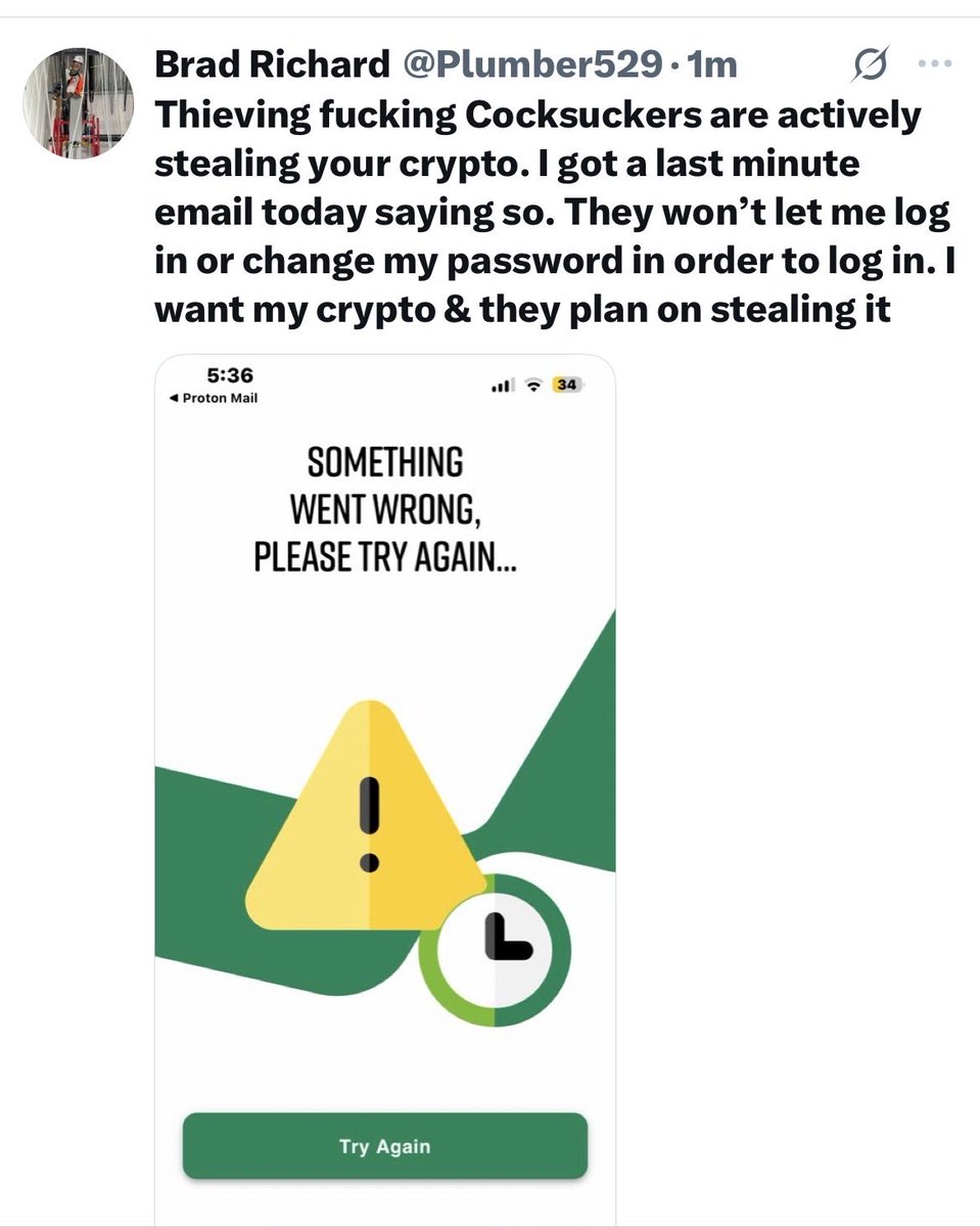 Plumber529's tweet photo. These mother fuckers send me a last minute email today 5:13 CST about them closing crypto services. October 14th. They will not let me use my saved password or reset it in order to get my Crypto. Non- English speaking Thieves of the highest God damn order. @CINQbyCoinstar https://t.co/arrDJ3evXv