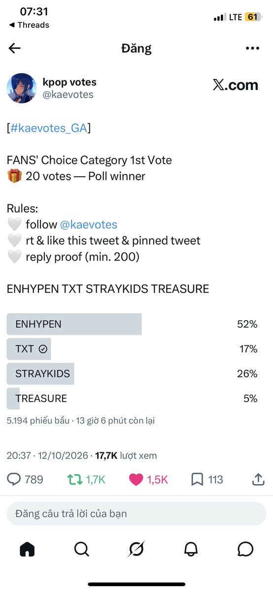 LinhTrn221584's tweet photo. @kaevotes #TXT https://t.co/bFDkXCoCK8
