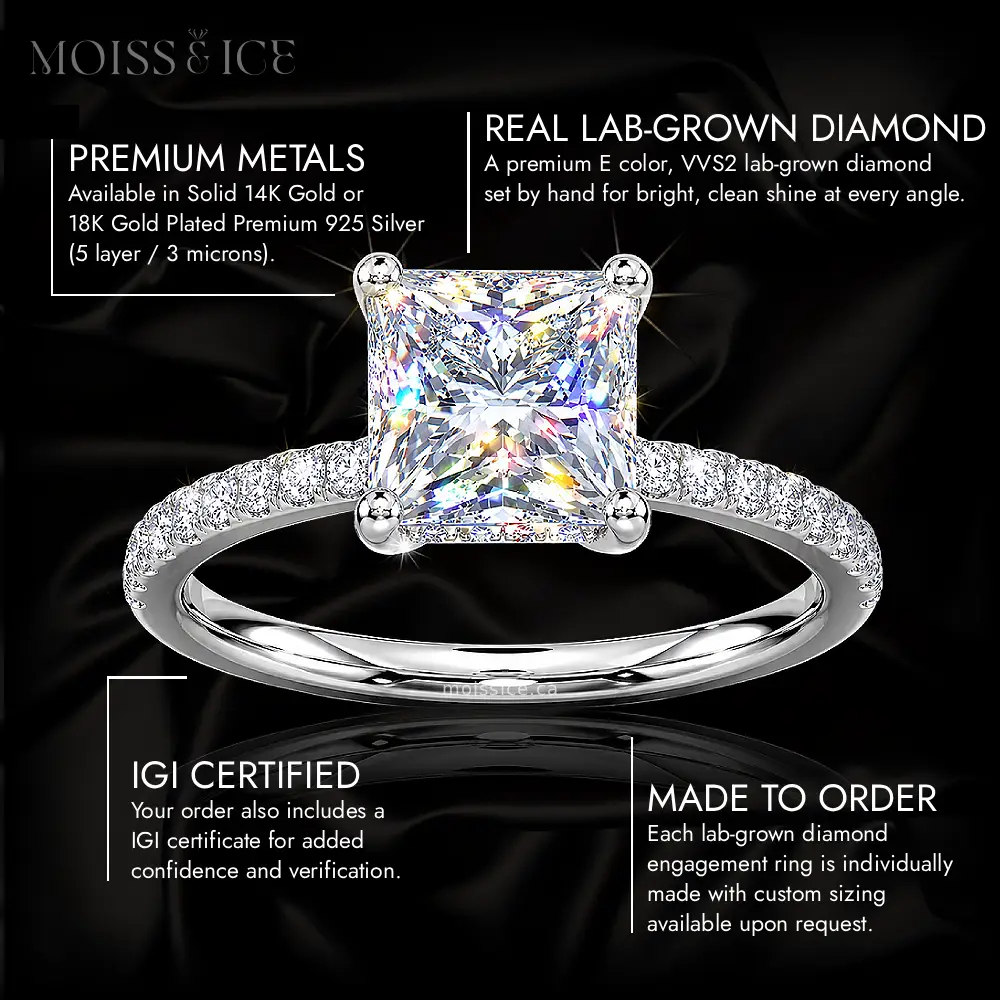 moissice's tweet photo. Your hint now has pictures. 💍😉

• INDIRA princess cut lab-grown diamond
• Hidden halo. Pavé band.
• E Color. VVS2 clarity. IGI certified.

Last slide: FREE AANYA moissanite earrings with purchase. Accept in cart.

#LabGrownDiamonds #EngagementRing https://t.co/Z3elZF4kQ7