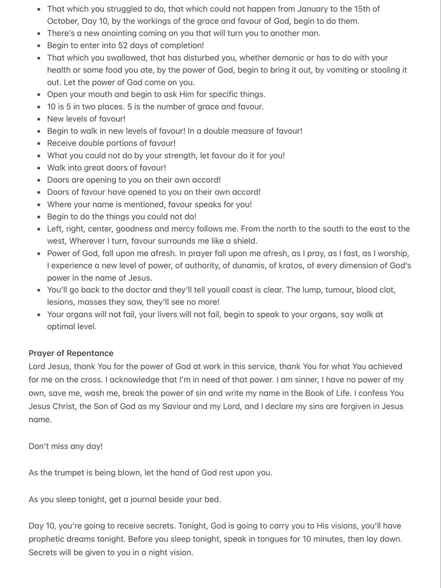 TosinofJesus's tweet photo. PRAYER POINTS, DECREES, AND DECLARATIONS FROM THE OCTOBER 2026 HALLELUJAH CHALLENGE - DAY 10

#HallelujahChallenge
#HallelujahChallenge2026
#HallelujahChallengeOct2026
#TheLordReigns https://t.co/45kHNJuSqp