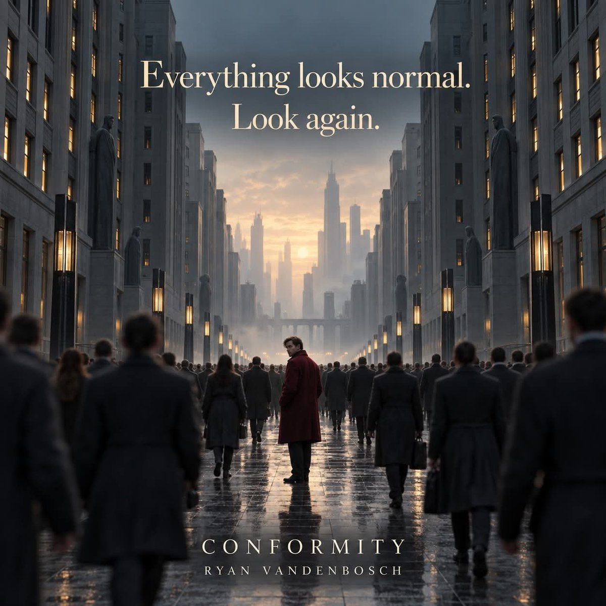c4sp3r1111's tweet photo. An orderly city. Familiar routines. A life that seems to make sense; until you notice what everyone has learned to overlook. Enter the world of Conformity.

#Conformity #DystopianFiction #MysteryBooks #Bookstagram https://t.co/ArOVFUrt6K