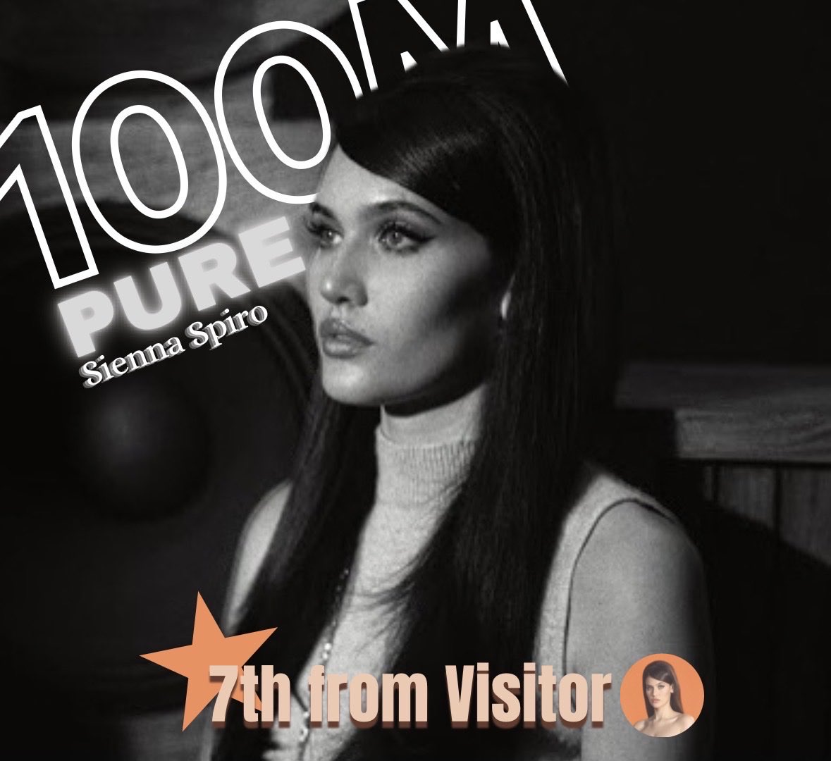 UpdatesSienna's tweet photo. ‘Pure’ becomes Sienna Spiro’s 7th song overall to hit 100M streams on Spotify.

7 songs from “Visitor (Deluxe)” now sit at 100M. https://t.co/Ghb9XQA8oM