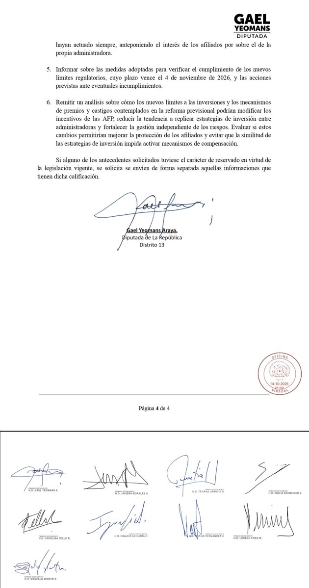 GaelYeomans's tweet photo. Como bancada de @elfrente_amplio hemos decidido oficiar a la Superintendencia de Pensiones por la pérdida de más de $7.700 millones de dólares en las pensiones de millones de chilenos.
No se debe seguir apostando con jubilaciones de las y los chilenos. https://t.co/cVqN7angWa