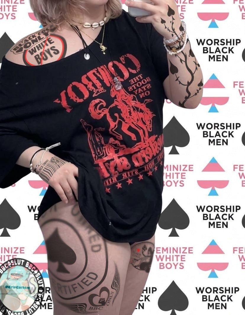 CrisCuckson's tweet photo. Este edit lo hice con mucho cariño para una personita, me dijo que DESEABA~ ver a su novia siendo una BBC slut con tatuajes UwU y quién soy yo para negarselo jsjs (me dió autorización para subir el edit y se lo agradezco UwU)

#BNWOedit #cuckoldedit #cuck #snowbunny https://t.co/acMoEPHkzI