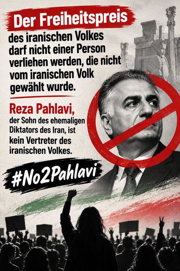 AzadehRezai's tweet photo. The Freedom Prize of the Iranian people must not be awarded to a person who was not elected by the Iranian people.
@AnitaAnandMP
@RaymondeGagne
@HoCSpeaker
@TomKmiec
@JohnBrassardCPC
@PeterBoehm
@RonMcKinnonLib
@OIACorg
#No2Pahlavi https://t.co/GUL3RAUQvt