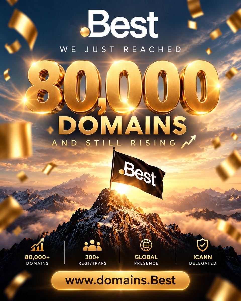 FremontCyril's tweet photo. 🤩🤩🤩 .Best just crossed 80,000 #domains. 2 months ago, we passed 60,000.  One month ago, 70,000. Today, 80,000 #domainnames. But why now ?

Basically, that’s roughly 10,000+ new domains increase every month, a pace our .Best registry has never seen before. A few things I take from it:

1. When you ask an #AI “what’s the best…?”, what does it cite?

Meltwater analyzed 9.5 million AI citations (ChatGPT, Claude, Copilot…) across 16 B2B categories. The result: LinkedIn is the #2 most-cited source, right behind YouTube.

But more importantly, the content that gets picked up isn’t random.

It’s structured:

→ “Best X” lists at 54% of citations
→ side-by-side comparisons
→ “How to choose” guides
→ clear headings, named entities, hard numbers

In other words: AI cites whoever helps people choose and find the best.

That’s where .best comes in.

An address like https://t.co/WyIQuW1sJn, https://t.co/z4F6fENvLd or https://t.co/8od6NkvhvY announces its content in the name itself: a comparison, a ranking, a selection. The user’s intent, the format AI prefers, and the domain name all say the same thing.

Let’s be clear: the extension doesn’t earn the citation. The content does. But a dedicated comparison site, with clear criteria, real data and the year in the title, on an address that says exactly what it is? That’s the right packaging for the right format.

Moreover :

2. Meaning beats length. It's 2026, people don’t want another generic, neither a not descriptive extension. They want a premium descriptive name that says something: https://t.co/FLIHj0sHzO, https://t.co/HpVNwdQt1t ... A claim, not just an address.

3. Distribution matters. None of this happens without our amazing registrar partners worldwide, including @GoDaddy , @namesilo , @Namecheap @, @spaceship , @gandi_net , @Dynadot , @Porkbun , @OVHcloud , @Netim_fr , @squarespace , ... and many more. Thank you. You guys are the Best!

4. #AI is changing how names are found. As answers move from search results to LLMs, a clear, memorable, meaningful domain becomes a signal, not a detail. 

That’s exactly what we’re building at https://t.co/toOWn69ESD.

Now 80K live domains, and we’re just getting started.

To everyone who chose .best: thank you. You’re the reason this works.

Tell me what would you build on a .best #domain in comment?

#TLD #branding #SEO #GEO #internet #Best