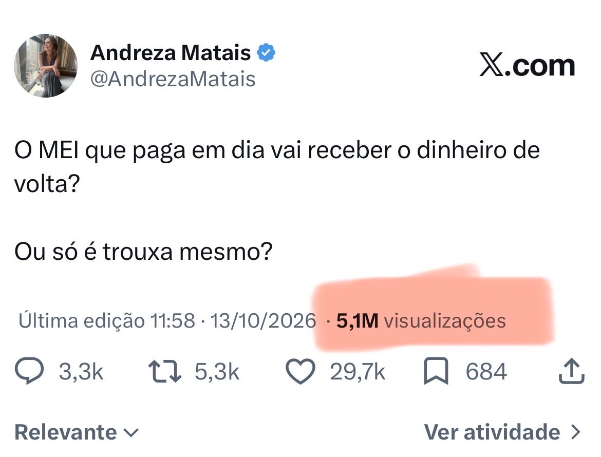 AndrezaMatais's tweet photo. 5,1 milhões de views 

🙄 https://t.co/puEHNlqlpb