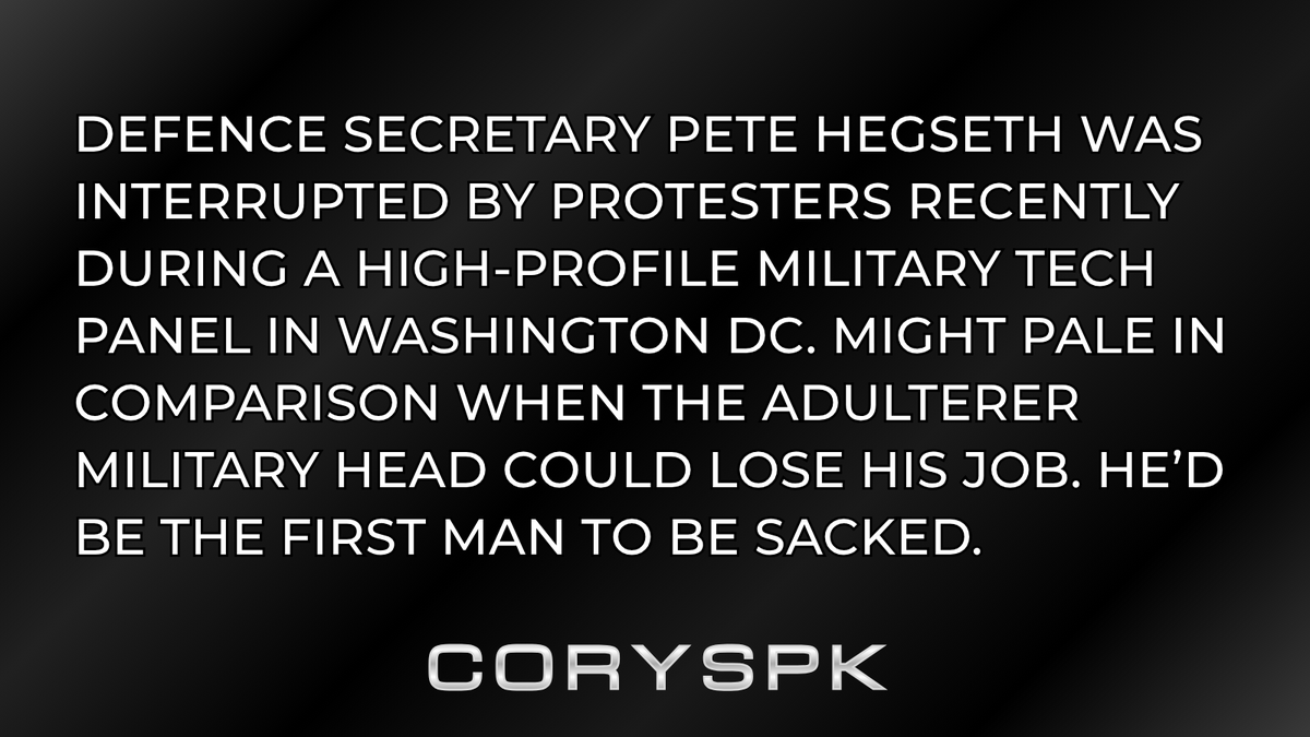 coryspk's tweet photo. Hasta la vista Kegseth.

https://t.co/umbZqrcsEt https://t.co/gNrxR66dyB