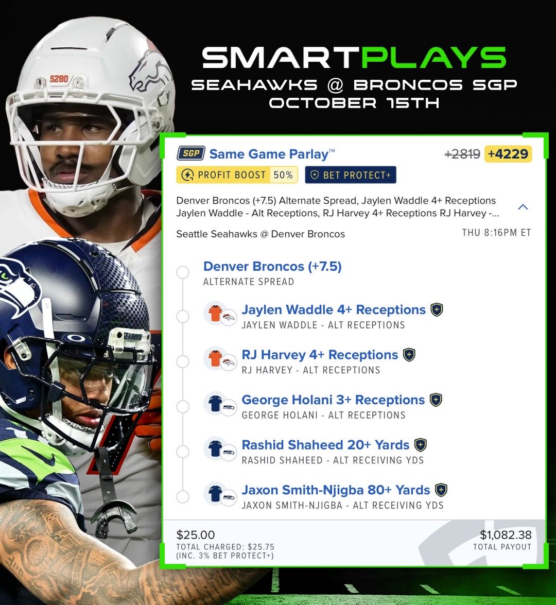 SmartPlaysDaily's tweet photo. Let’s turn $25 into $1,000 to start week 6 🏈 https://t.co/GKMC1jBhVO