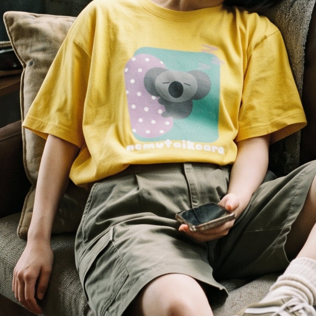 original_print's tweet photo. 描いたデザインが、そのまま可愛いTシャツに！🐨💛

「完全データ入稿」対応◎なので、イラレやフォトショで作成したこだわりのデザインを忠実にプリントできます！自分用にも、プレゼントや販売用にもおすすめ♪

🔗 完全データ入稿の詳細・作り方はこちら https://t.co/i6wBdVgA9W
 #グッズ制作 https://t.co/EGcCSgwDos