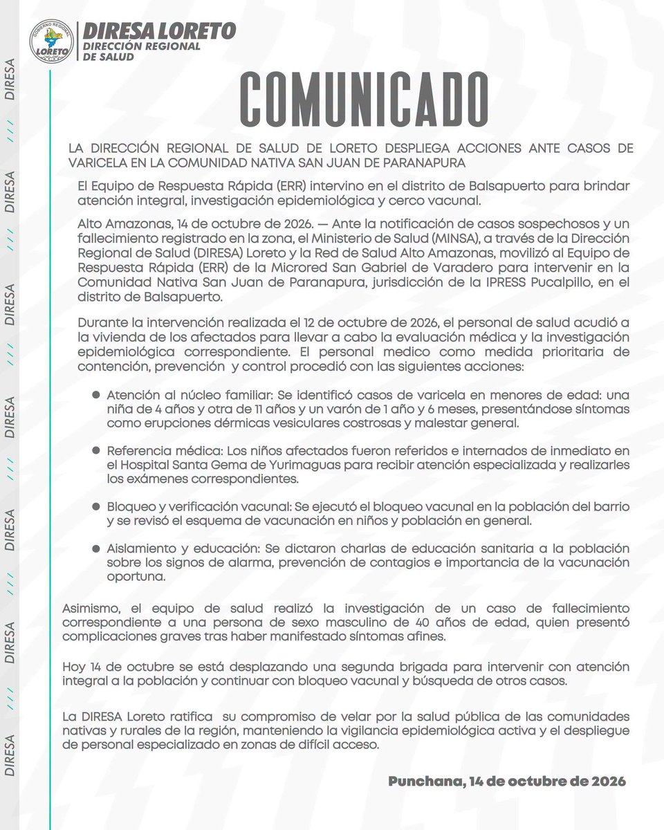 fabiolatorres's tweet photo. ¿Cuánto debe esperar una familia indígena para recibir atención médica? En Loreto, un padre #shawi murió y sus tres hijas han sido hospitalizadas con #varicela. La Coordinadora Regional de los Pueblos Indígenas denuncia que el Minsa conocía la emergencia, pero actuó tarde. 👇 https://t.co/6GAy9OiR4E