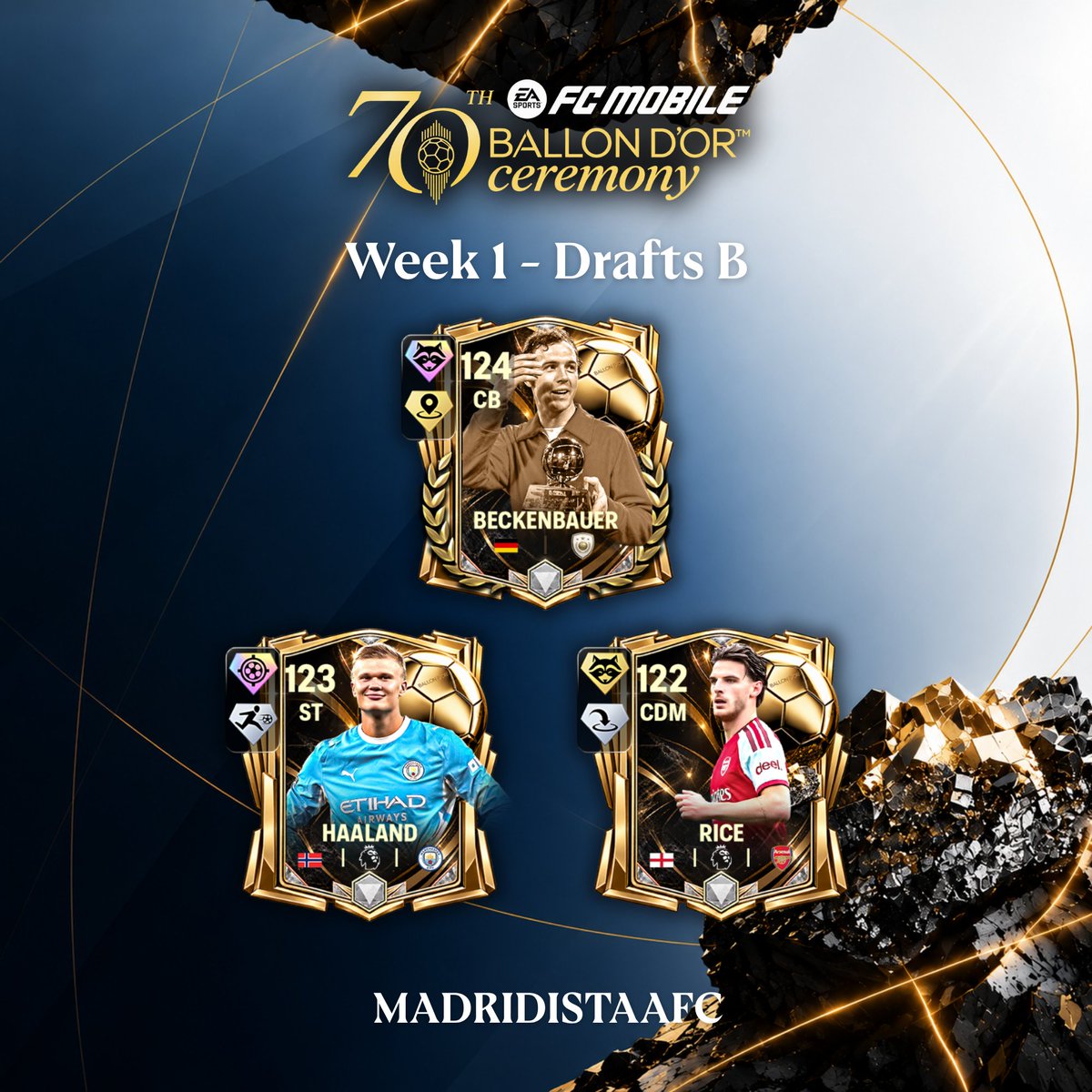 MadridistaaFC's tweet photo. Ballon d'Or Week 1 - Draft B

124 OVR Franz Beckenbauer
123 OVR Erling Haaland
122 OVR Declan Rice

#FCMobile #BallondOr #Week1