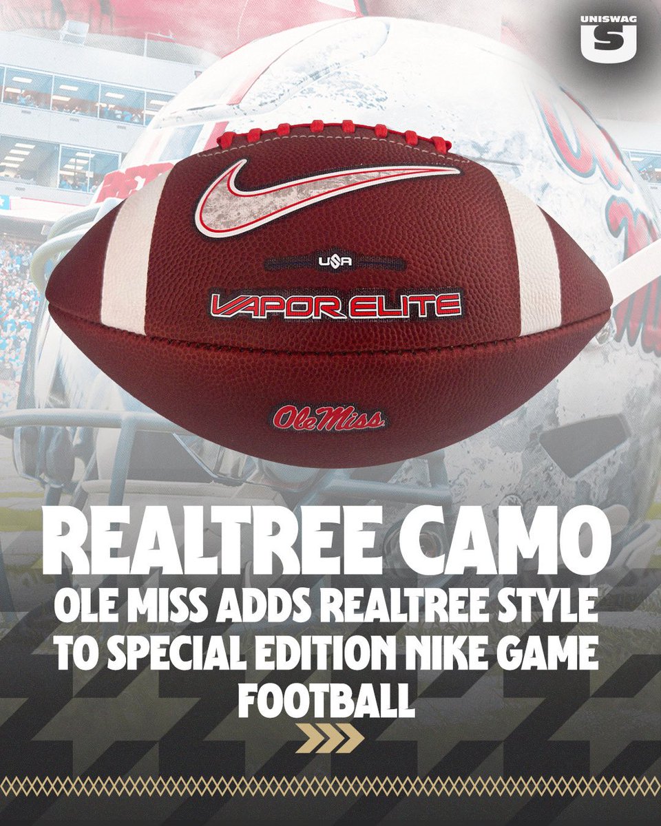 UNISWAG's tweet photo. This week @OleMissFB will have their @Realtree game and to go along with the special helmets the team will use these special edition footballs created by @BigGameUSA 

Fans can grab theirs for a limited time at https://t.co/qvuH3Gfjv0

#uniswag https://t.co/5m1LPDmFjc
