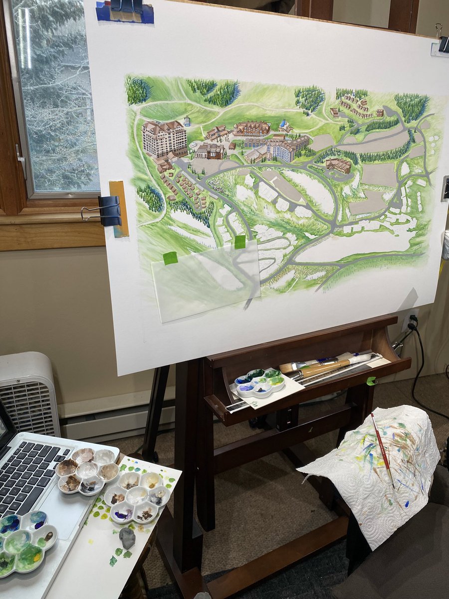 RadSmithSki's tweet photo. Here’s the journey from conception to reality. This @bigskyresort Mountain Village map was quite an undertaking! It was an honor—and a challenge—to capture this for Big Sky.

#LonePeak #BigSkyResort #BigSkyCountry https://t.co/oWw6etxBBm