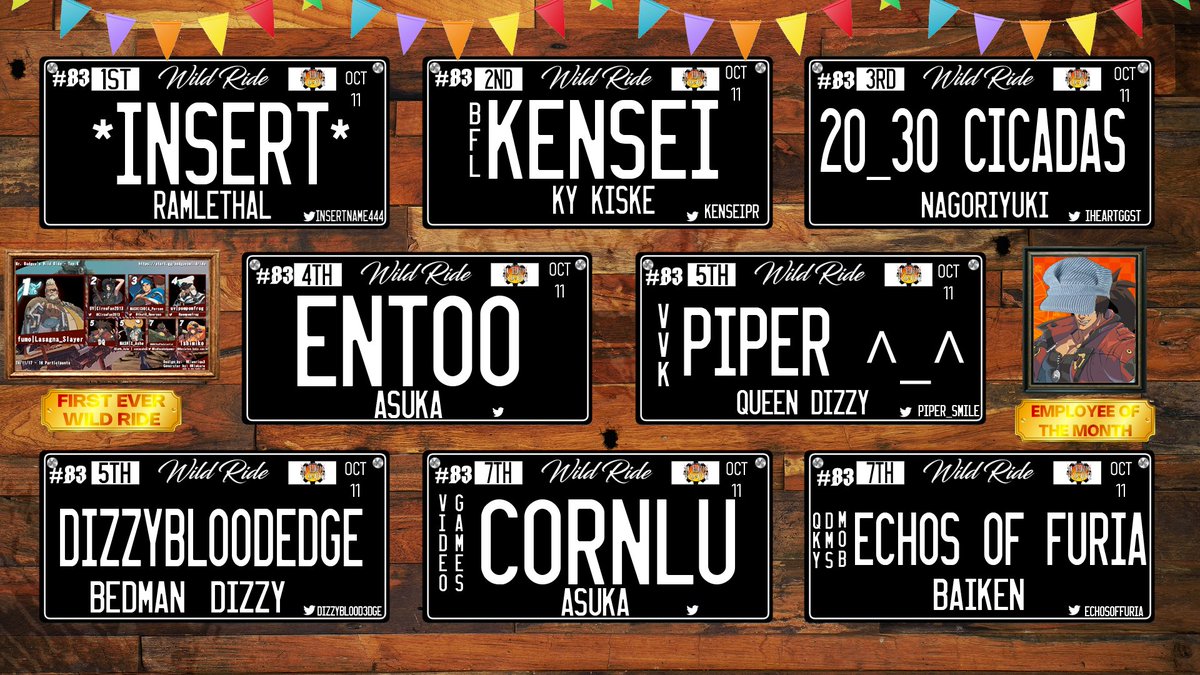 RushdownResort's tweet photo. ⚙️Mr. Badguy's Wild Ride 83

Congrats to @InsertName444!

Congrats to our top 8:
🥈@KenseiPR 
🥉@iheartggst 
🏅entoo
🏅@Piper_Smile 
🏅@DizzyBlood3dge 
🏅cornlu
🏅@EchosOfFuria 

🎙️@TriBrigMedKitt\@baliaza04 https://t.co/eI1Eiy5aLU
