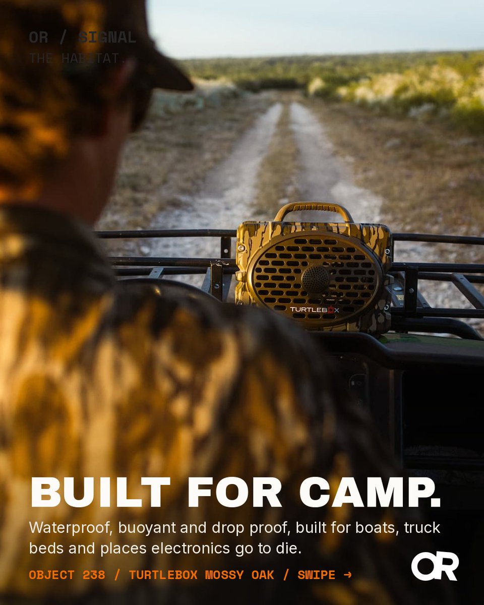 objectreport's tweet photo. @turtleboxaudio just made its whole lineup disappear. The @mossyoak Bottomland collab puts the 1986 pattern on every Turtlebox speaker, from the $280 Ranger to the $780 Grande. https://t.co/nhe6EuaUOf