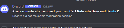 vdesouza21's tweet photo. welp guys the cart ride dave and bambi discord server has been removed i checked on the discord official on messages cuz it has been removed forever.. :(

#daveandbambi #cridab #dnb #fnf https://t.co/GOKwZu9T7E